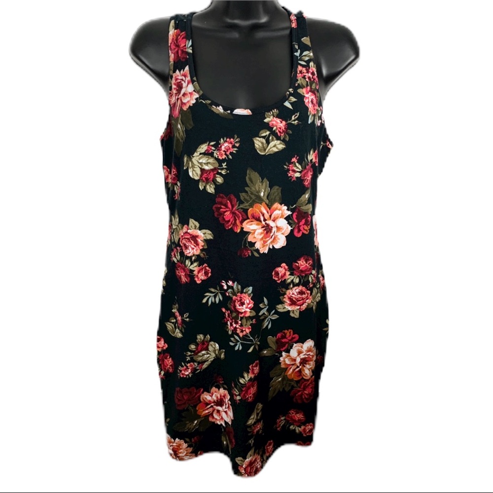 Ambiance black sleeveless floral dress